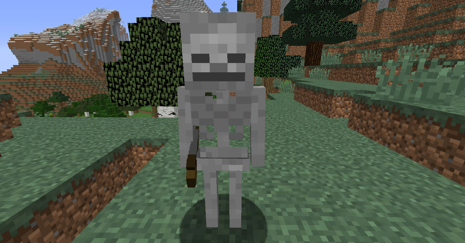 Minecraft, skeleton, blocky Minecraft forest, HD Desktop Wallpaper