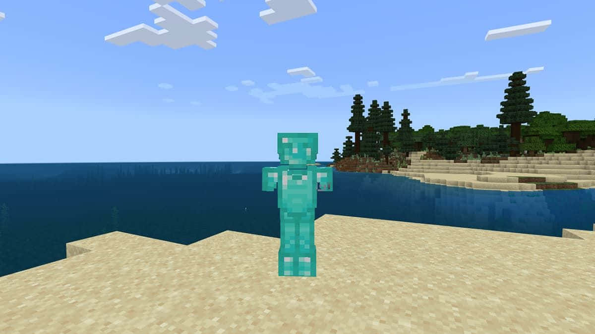 Minecraft warrior, full diamond armor, diamond sword, SD Desktop Wallpaper