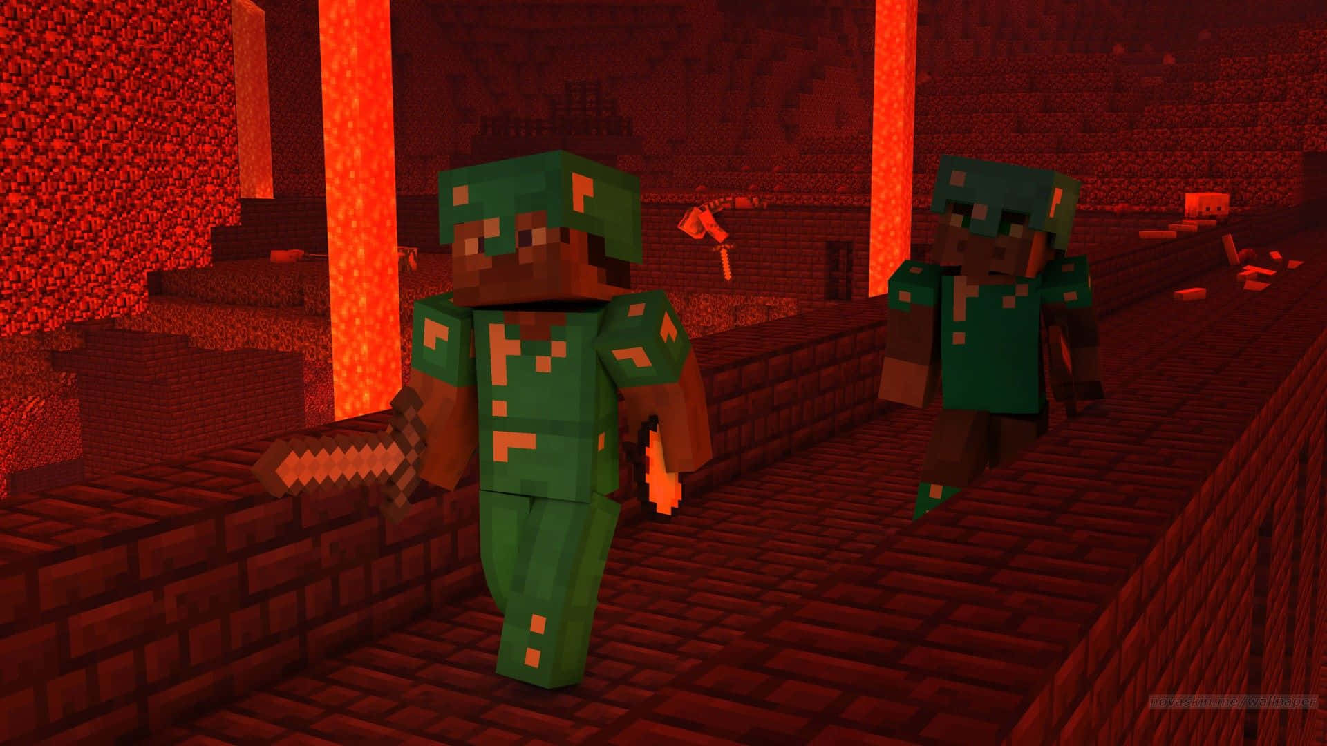 Minecraft, diamond armor, sword, Full HD Desktop Wallpaper