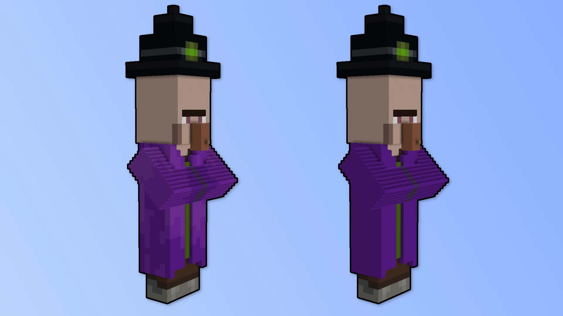 Minecraft Witch, purple robes, black hats, Full HD Desktop Wallpaper