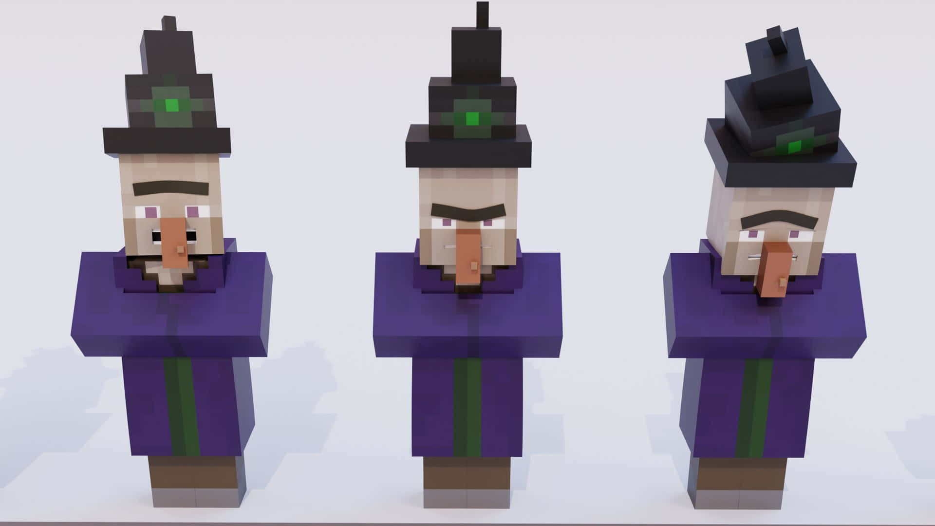Minecraft Witch, purple robes, black hats, Full HD Desktop Wallpaper