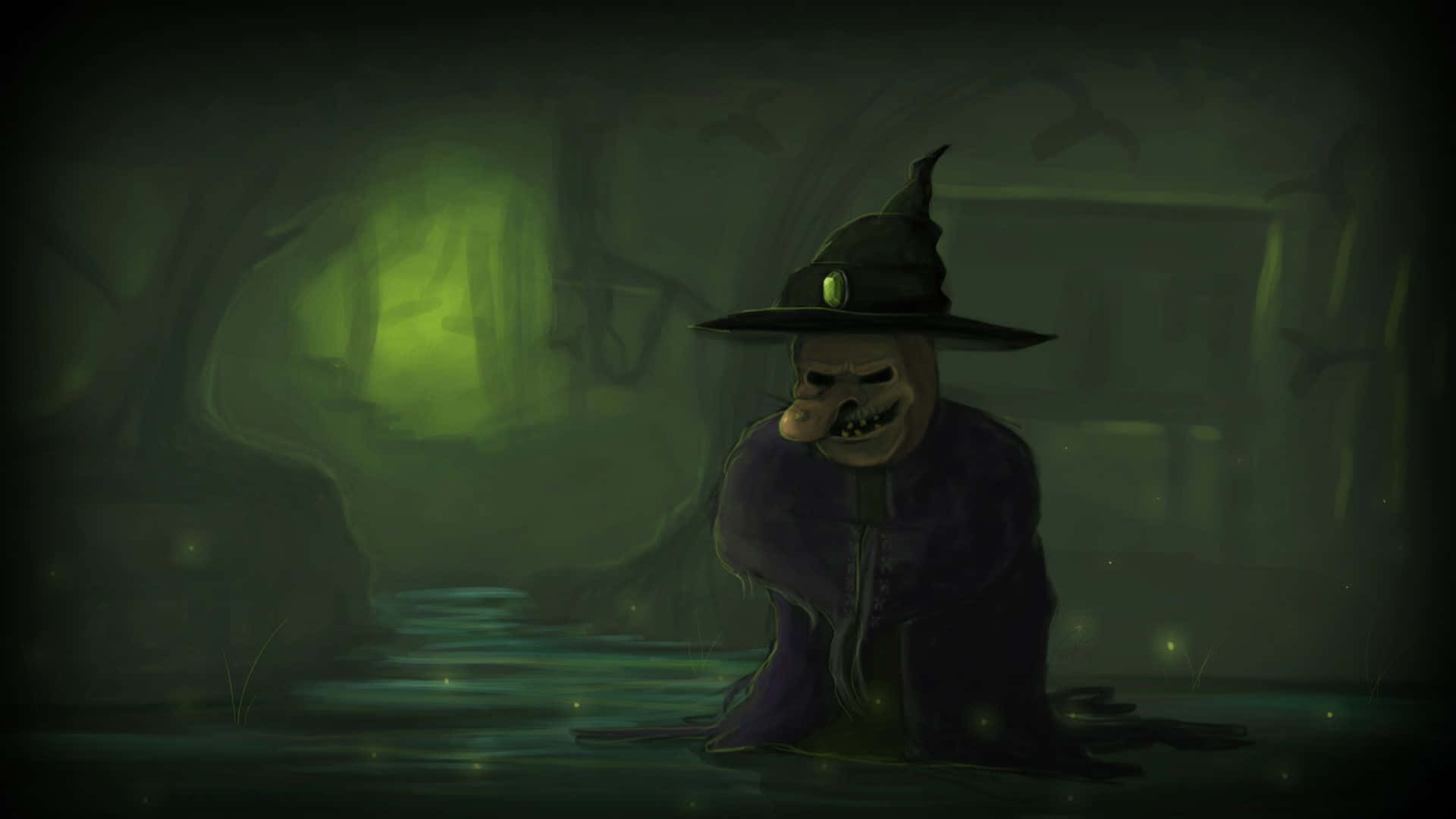 Minecraft witch, purple robe, pointed hat, Full HD Desktop Wallpaper