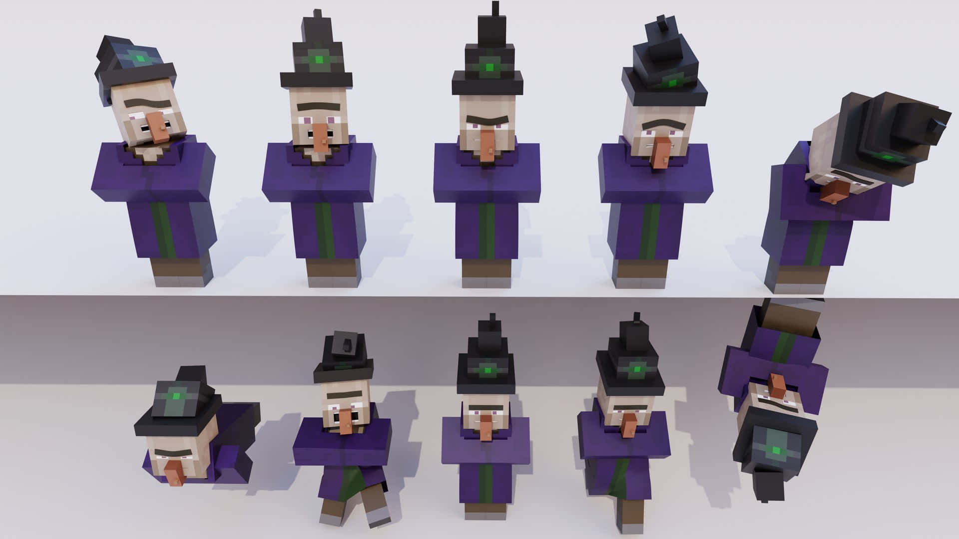 Minecraft Witch, purple robes, black hats, Full HD Desktop Wallpaper