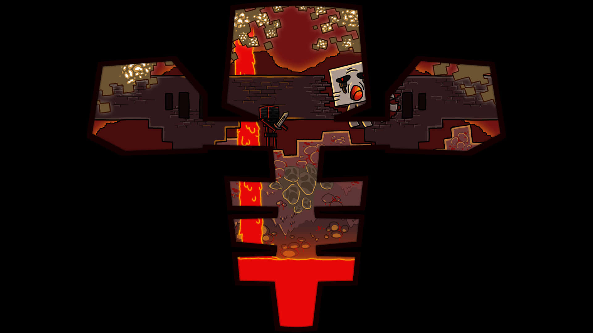 Minecraft Wither Boss, pixel-art, screaming face, Full HD Desktop Wallpaper