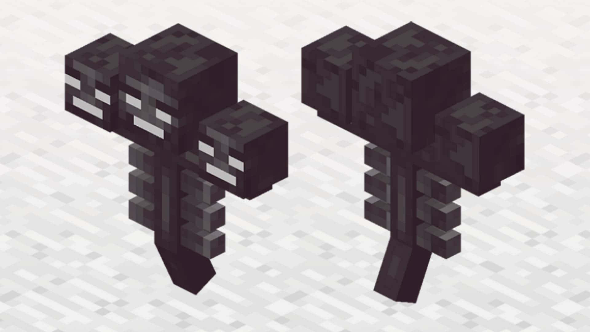 Minecraft Wither Boss, pixelated black withered skeletons, light gray blocky floor, Full HD Desktop Wallpaper
