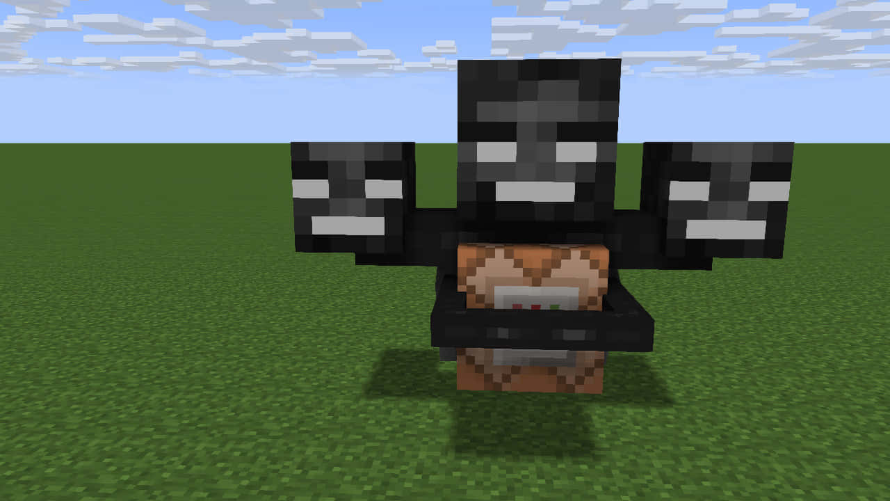 Minecraft Wither Boss, three heads, green grass, HD Desktop Wallpaper