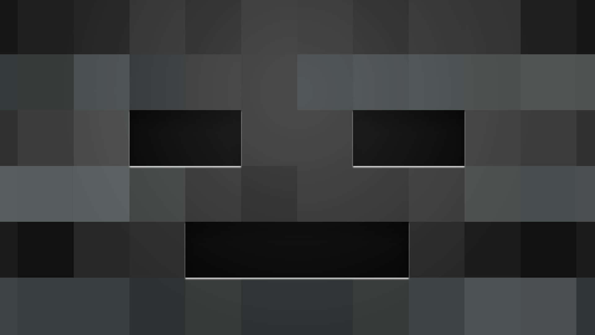 Minecraft Wither Boss, pixelated gray face, black eyes, Full HD Desktop Wallpaper