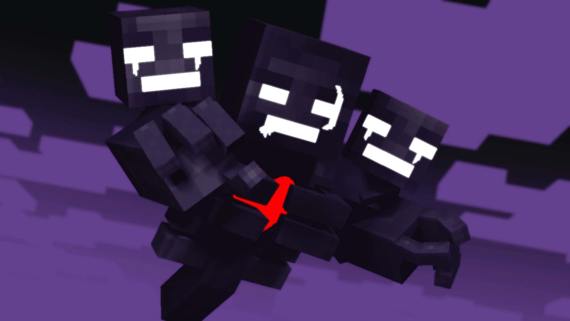 Minecraft Wither, glowing white eyes, red arrow on one chest, Full HD Desktop Wallpaper