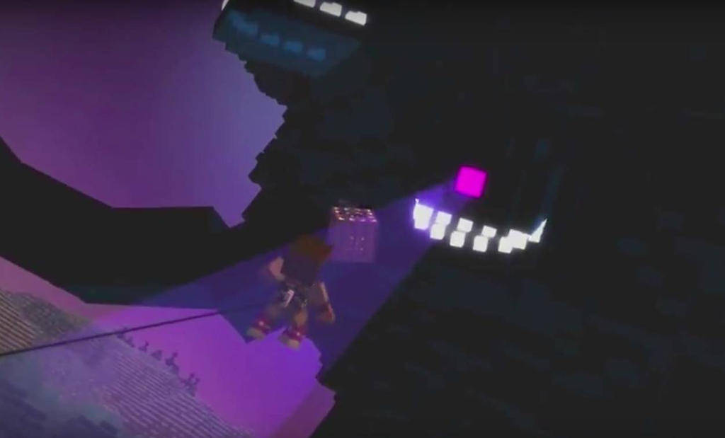 Minecraft Wither Boss, dark purple cave, glowing block, SD Desktop Wallpaper