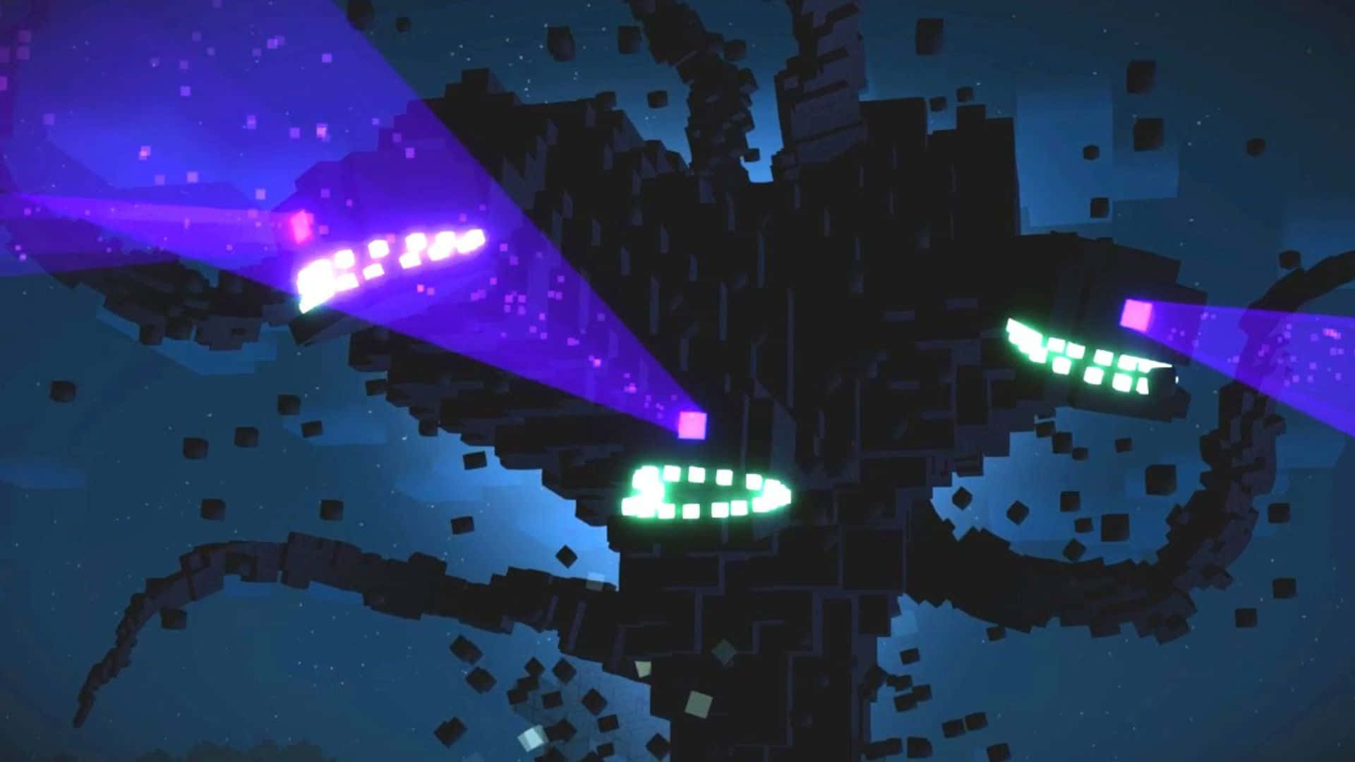 Minecraft Wither, glowing purple eyes, glowing green eyes, Full HD Desktop Wallpaper