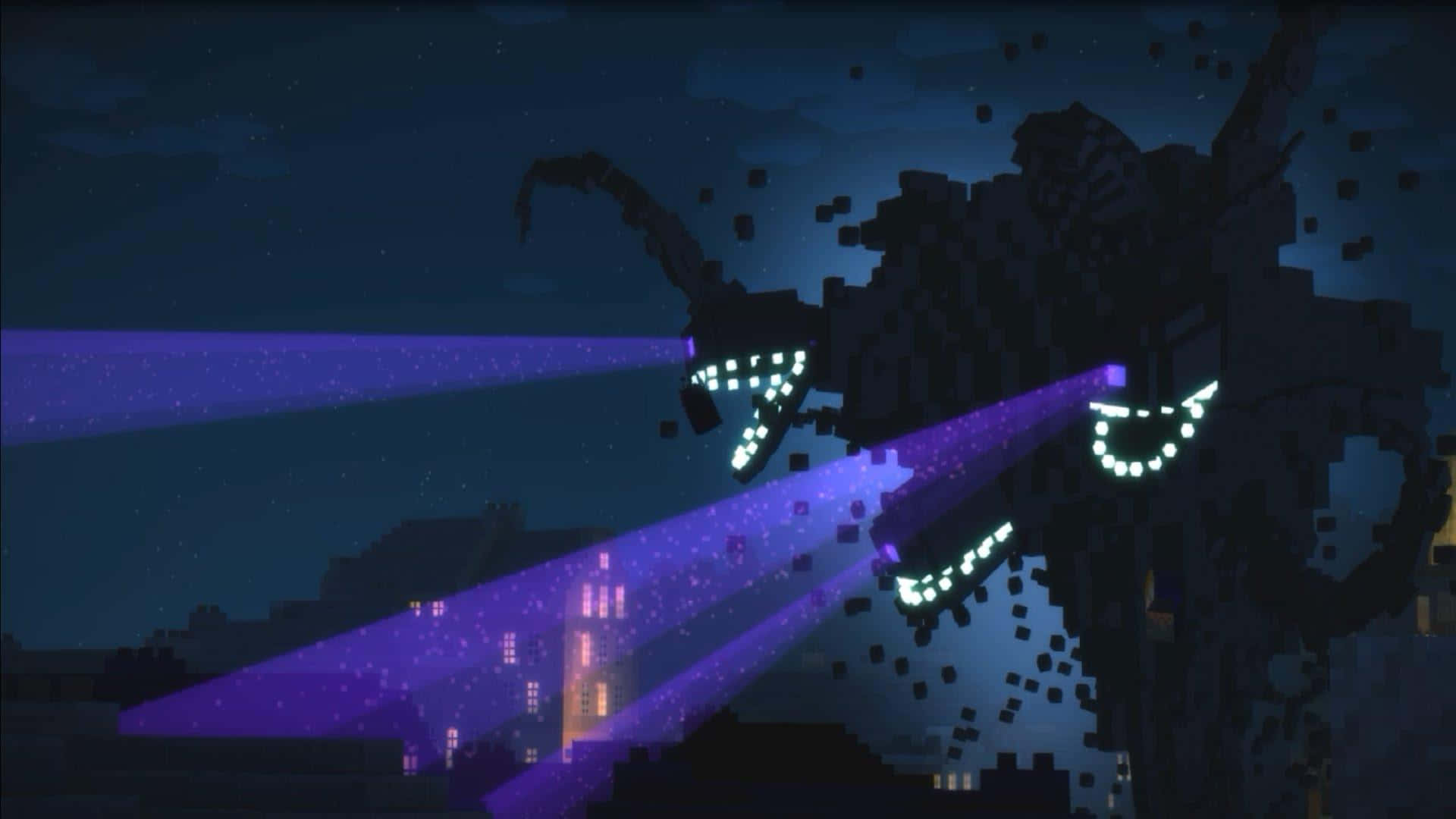 Minecraft Wither, glowing eyes, purple light, Full HD Desktop Wallpaper