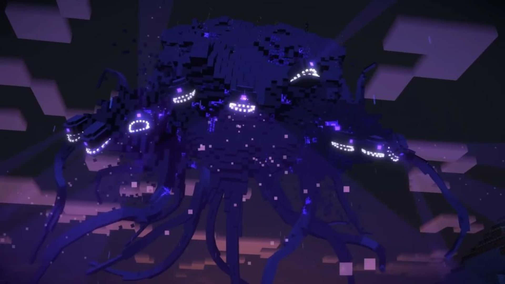 Minecraft Wither, purple spider, glowing white eyes, Full HD Desktop Wallpaper
