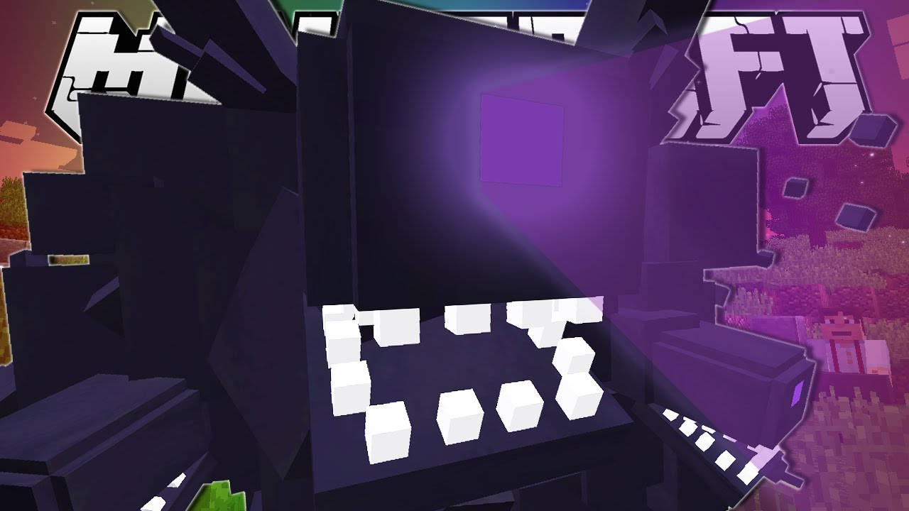 Minecraft Wither, purple glowing blocks, white blocky text, HD Desktop Wallpaper