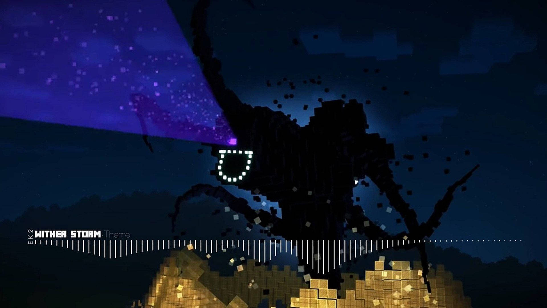 Minecraft Wither, black wither storm, glowing gold block landscape, Full HD Desktop Wallpaper