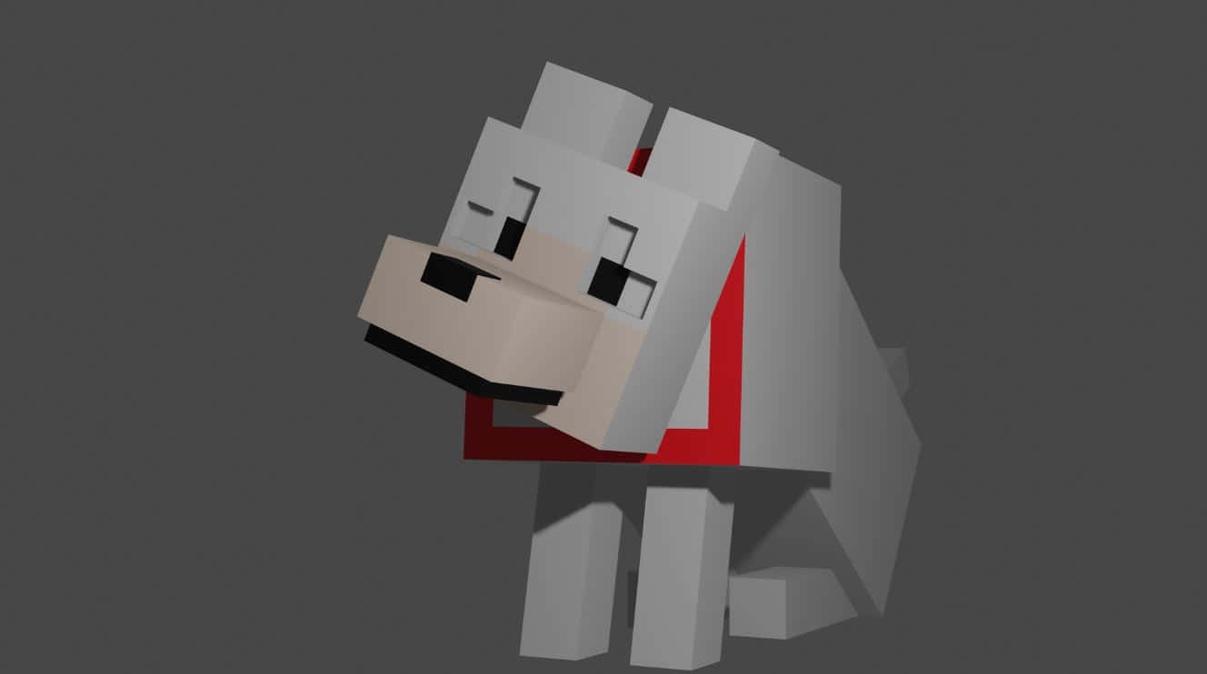 Minecraft pets, blocky gray dog, red collar, HD Desktop Wallpaper
