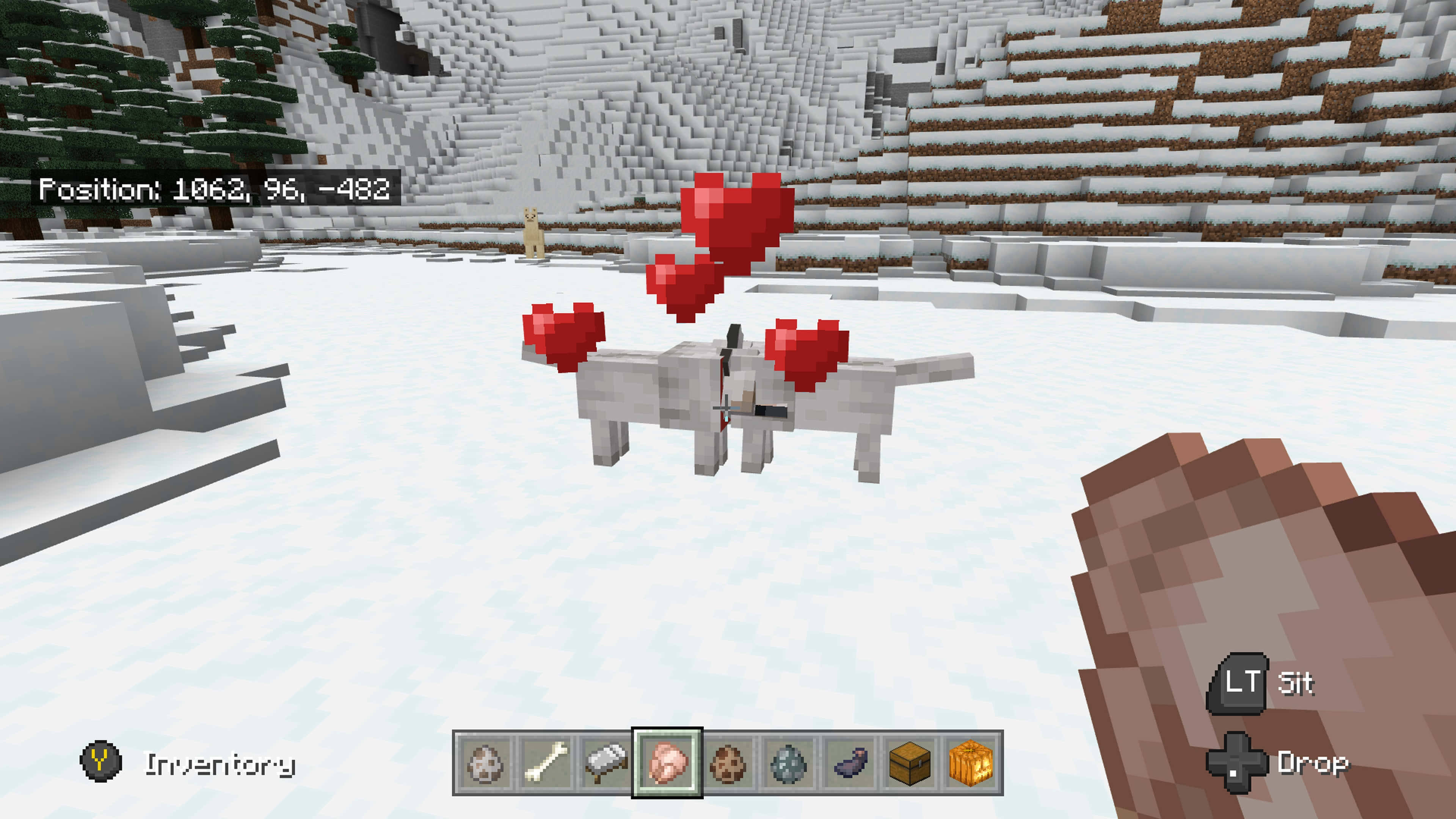 Minecraft Wolf, white wolf, snowy Minecraft landscape, 4K Desktop Wallpaper