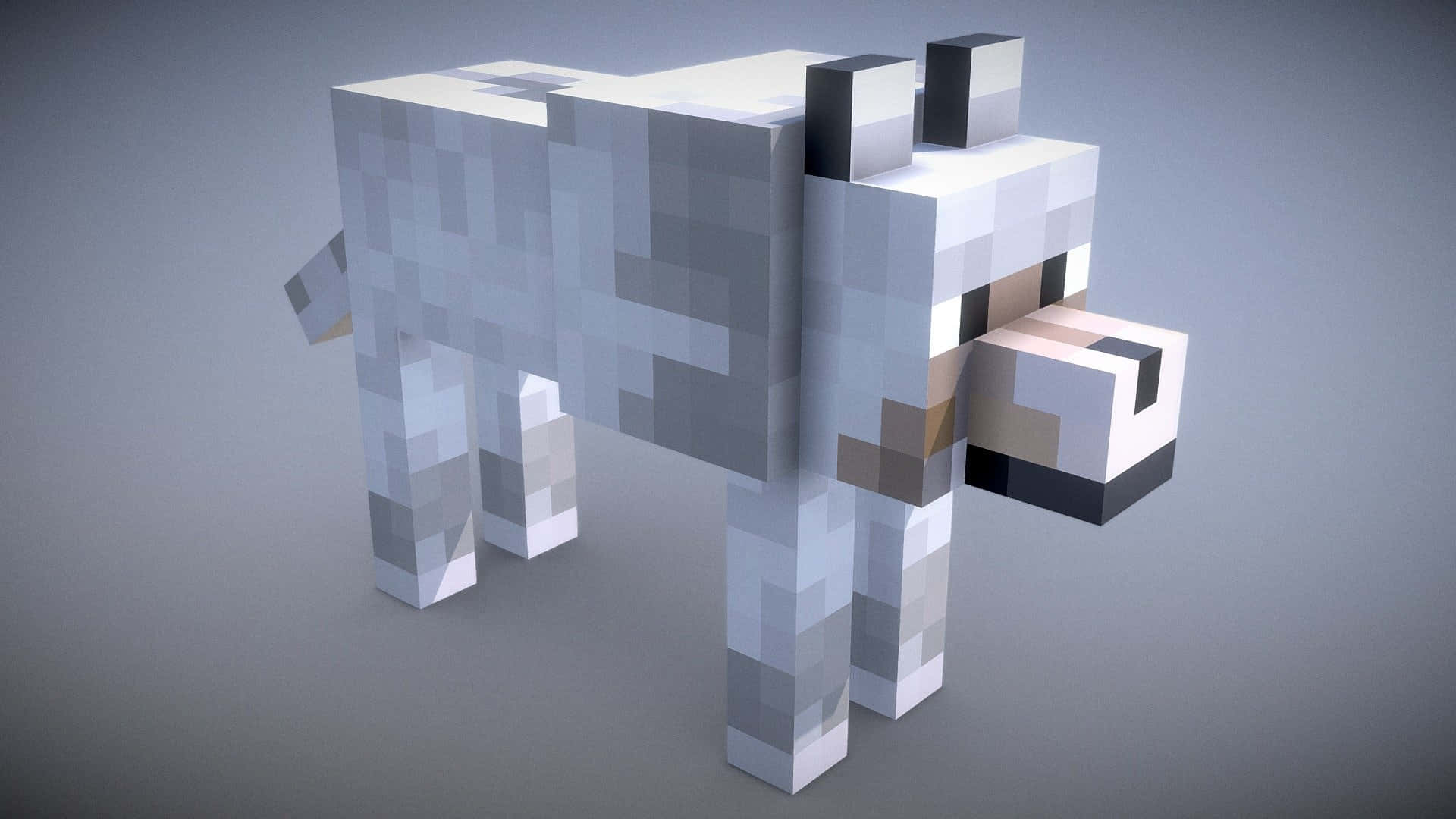 Minecraft Wolf, pixelated, white wolf, Full HD Desktop Wallpaper