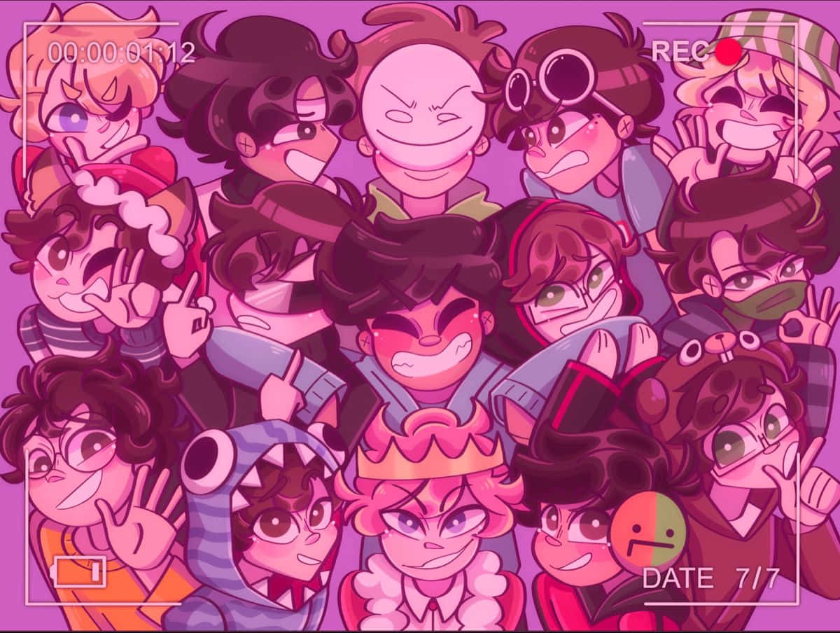 Minecraft Youtubers, anime-style, diverse characters, SD Desktop Wallpaper