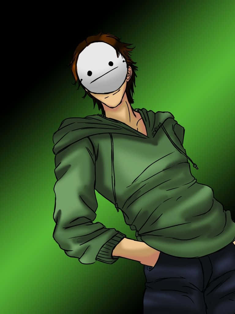 Minecraft YouTubers, green hoodie, masked anime character, SD Phone Wallpaper