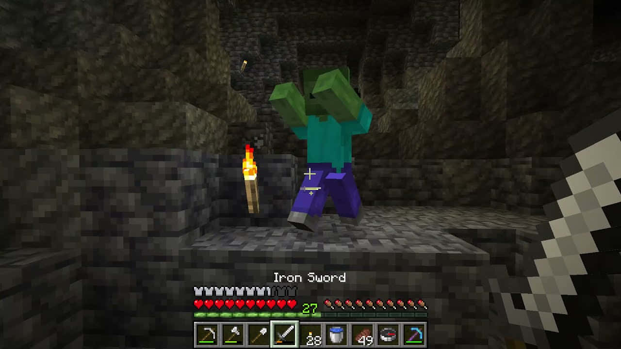 Minecraft, zombie, cave, HD Desktop Wallpaper