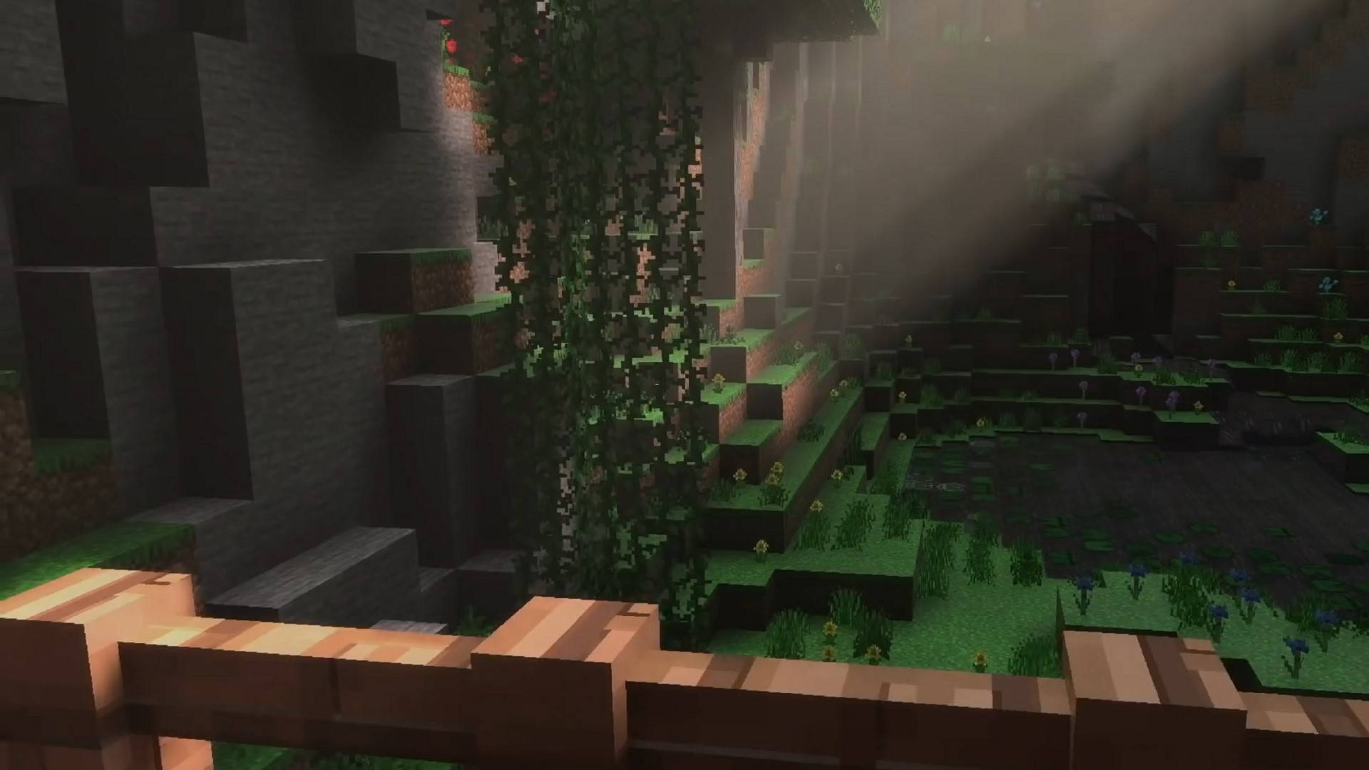 Minecraft, jungle, sunlight beams, Full HD Desktop Wallpaper