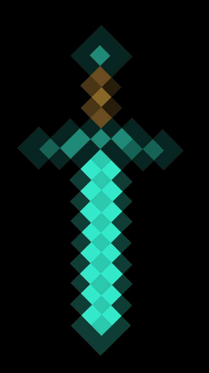 Minecraft, diamond sword, cyan light, HD Phone Wallpaper
