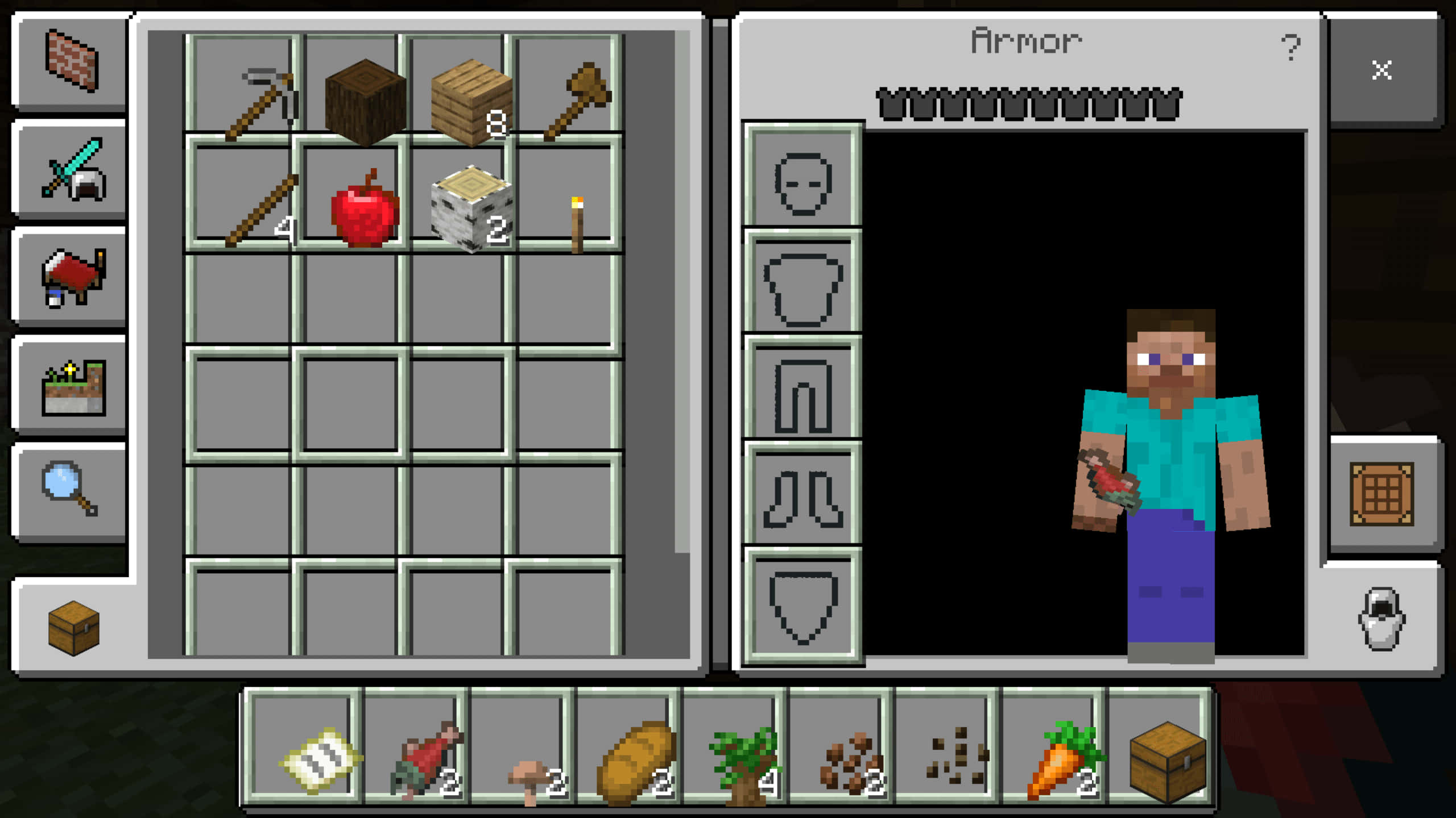 Minecraft, inventory screen, tools, 2K Desktop Wallpaper
