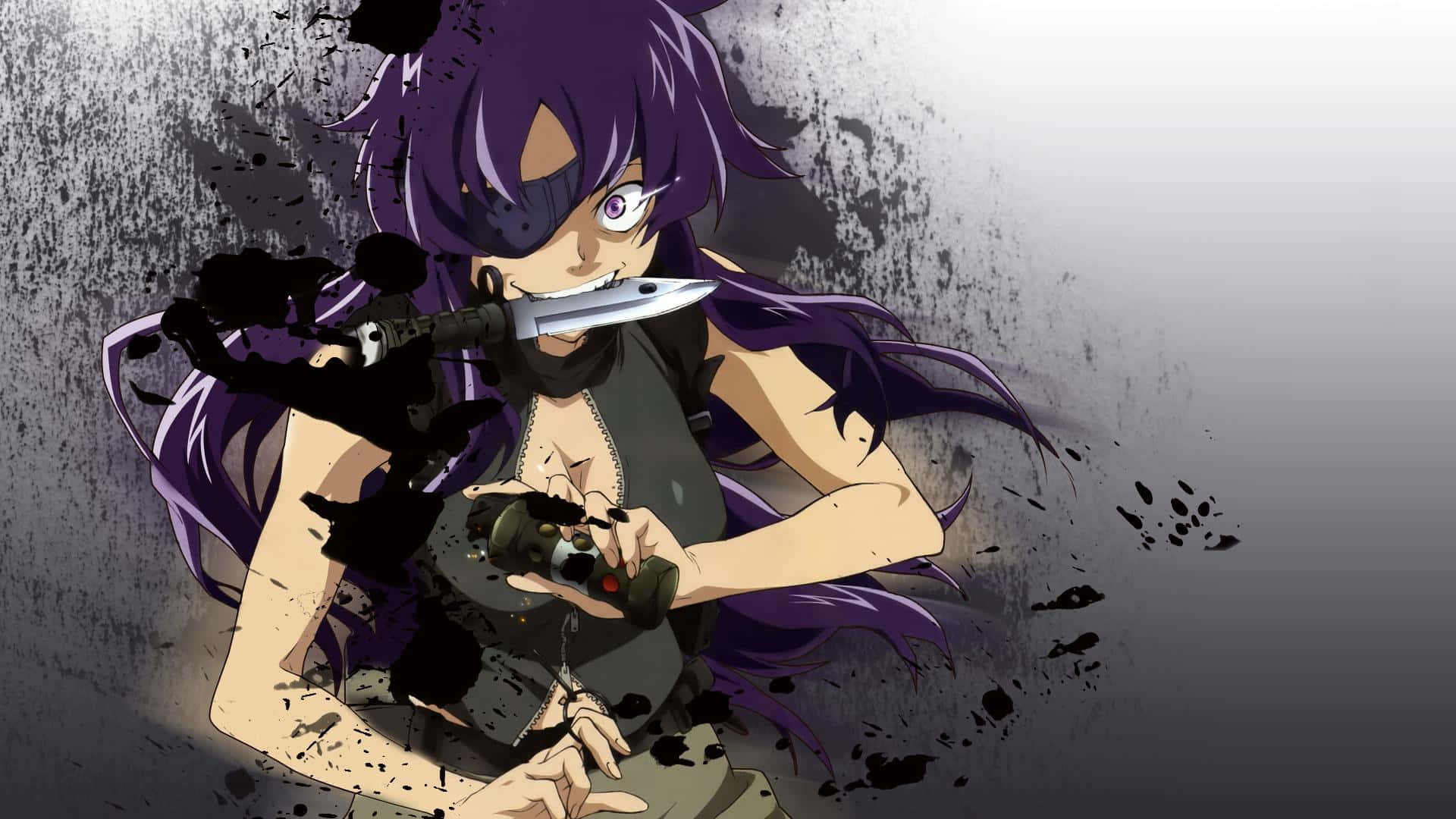 Minene Uryuu, purple hair, knife, Full HD Desktop Wallpaper