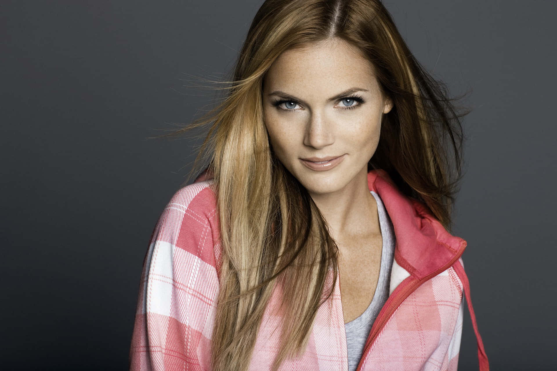 Mini Anden, pink plaid jacket, long blonde hair, Full HD Desktop Wallpaper