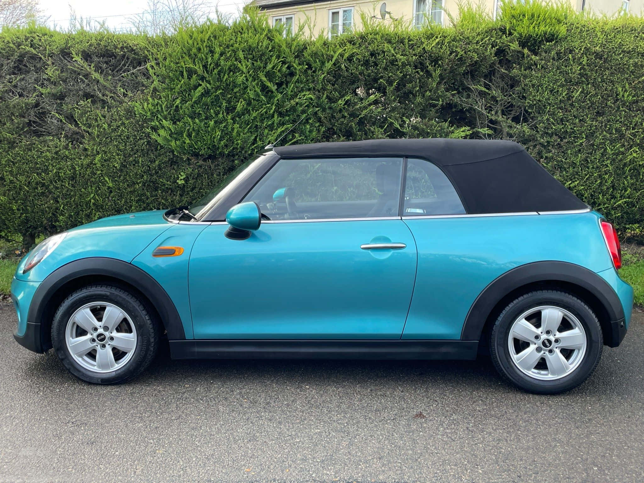 Mini Cooper Convertible, turquoise, asphalt, Full HD Desktop Wallpaper