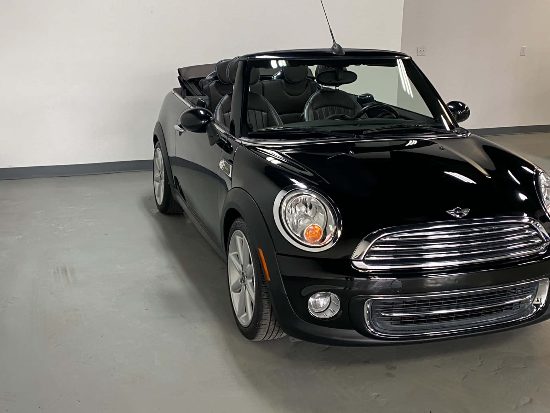 MINI Cooper convertible, black, glossy finish, Full HD Desktop Wallpaper