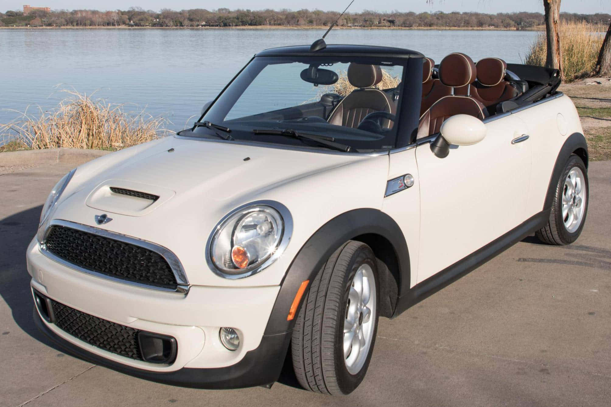 Mini Cooper Convertible, 2008, white, Full HD Desktop Wallpaper