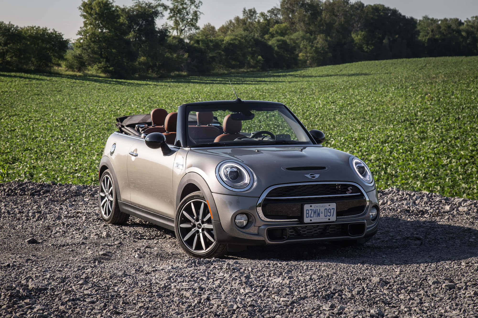 Mini Cooper S Convertible, silver, gravel, Full HD Desktop Wallpaper