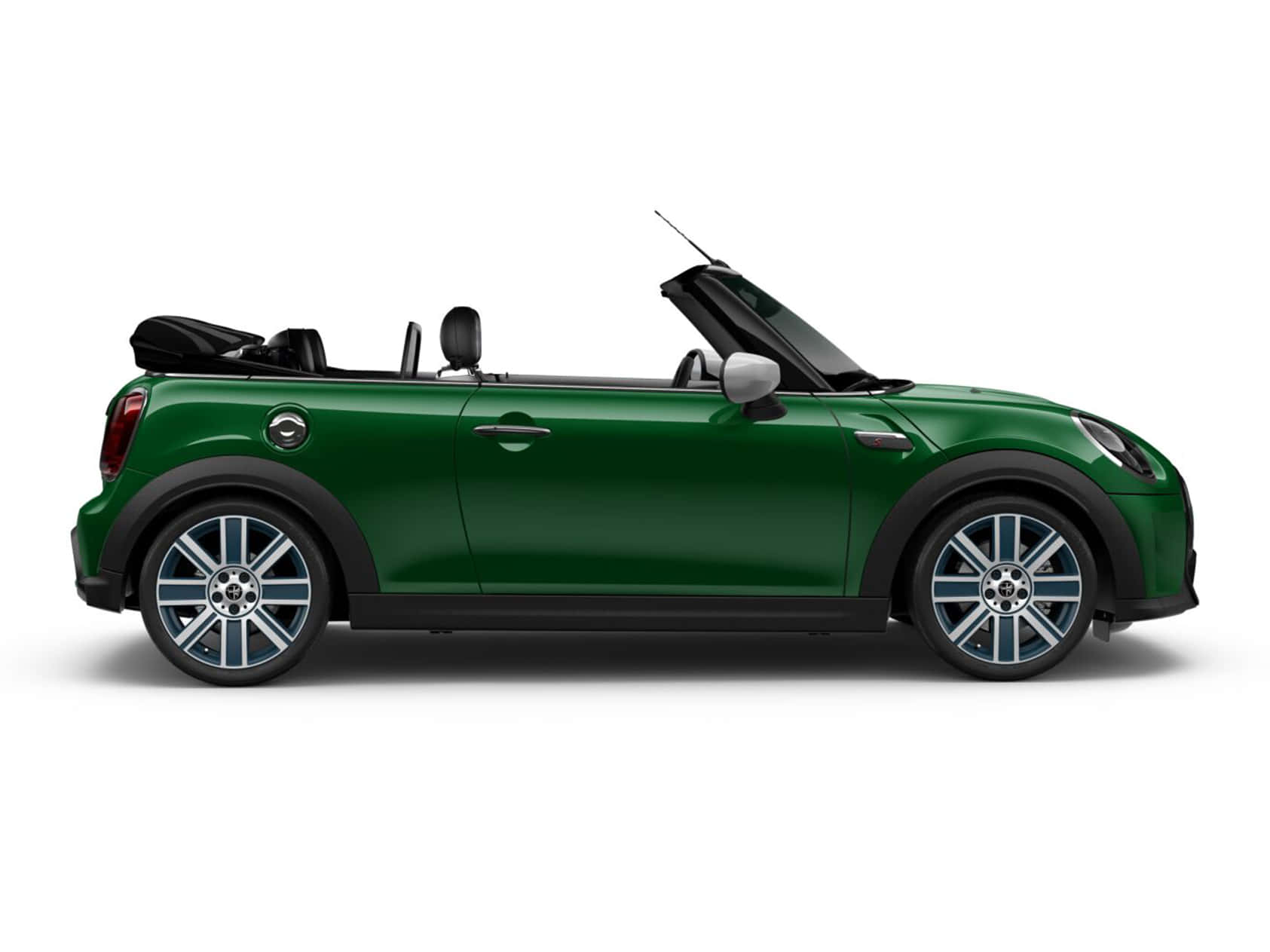 Mini Cooper Convertible, green, black accents, HD Desktop Wallpaper