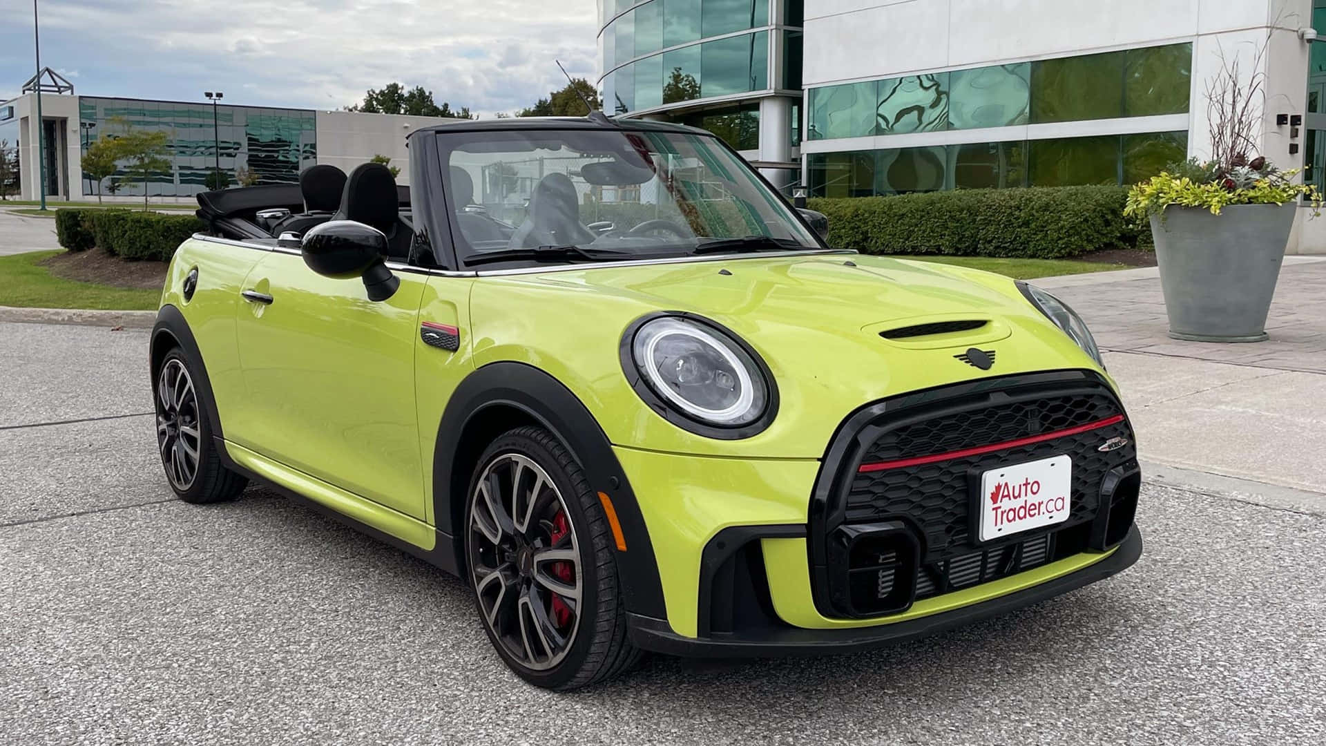 MINI Cooper convertible, lime green, asphalt, Full HD Desktop Wallpaper