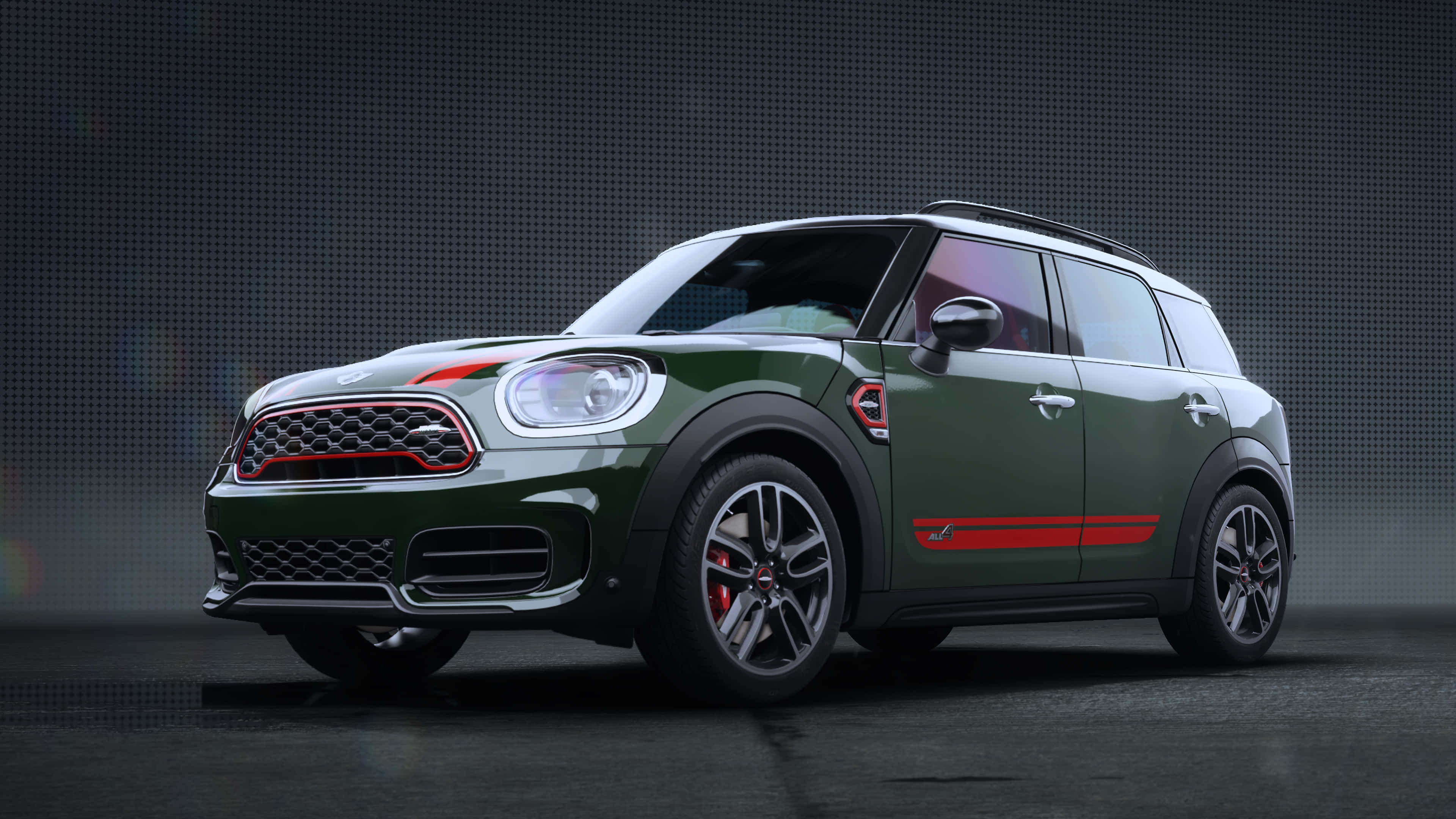 MINI Countryman, green, red accents, 4K Desktop Wallpaper