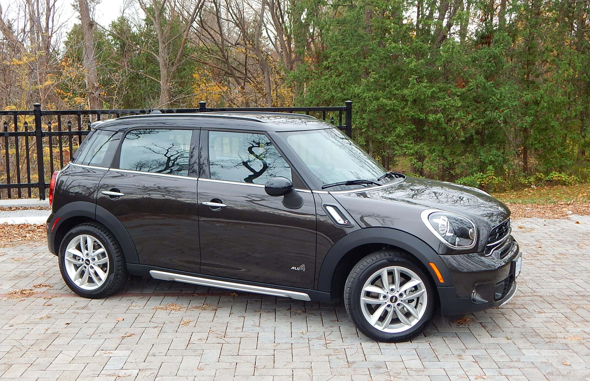 Mini Cooper Countryman, black, stone patio, Full HD Desktop Wallpaper