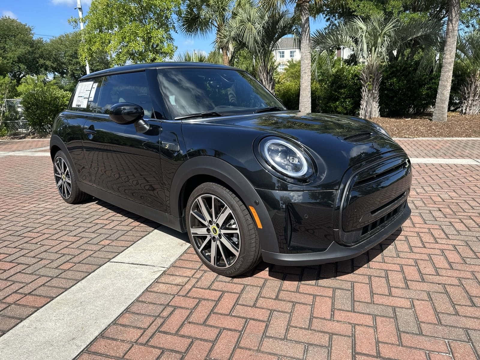 Mini Cooper Hardtop 2 Door, black, red brick driveway, HD Desktop Wallpaper