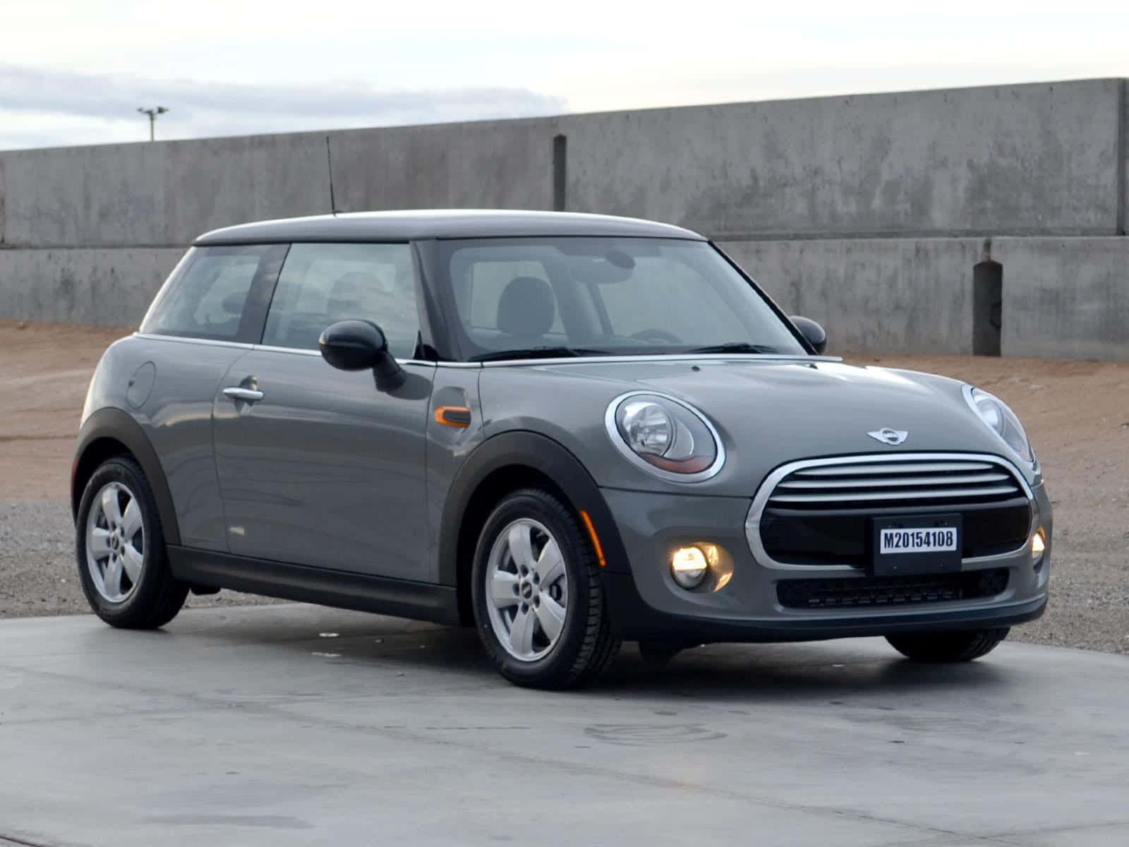 Mini Cooper Hardtop 2 Door, sleek gray, concrete surface, HD Desktop Wallpaper