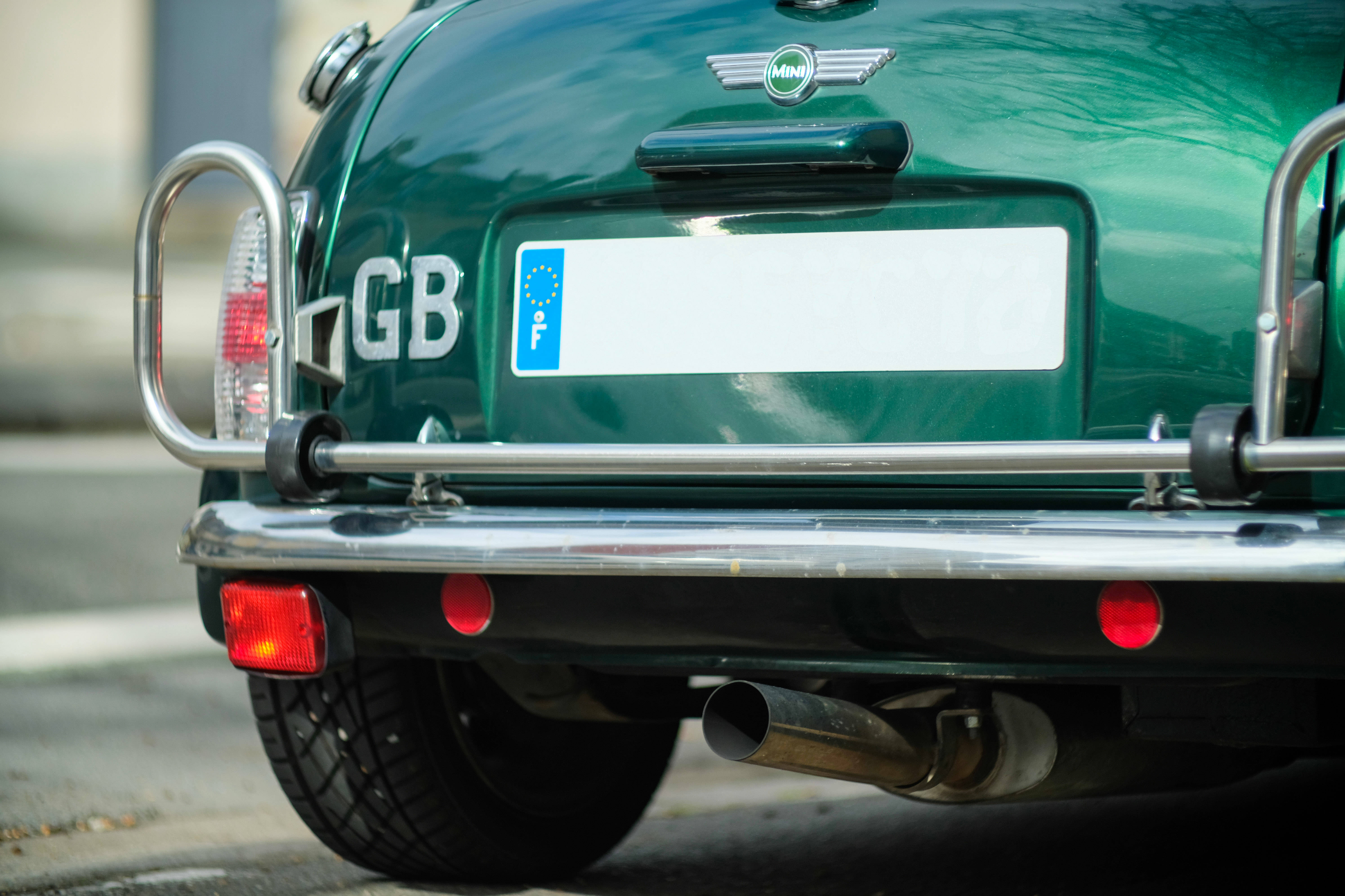 Mini Cooper, green Mini Cooper, chrome bumper exhaust, 5K Desktop Wallpaper