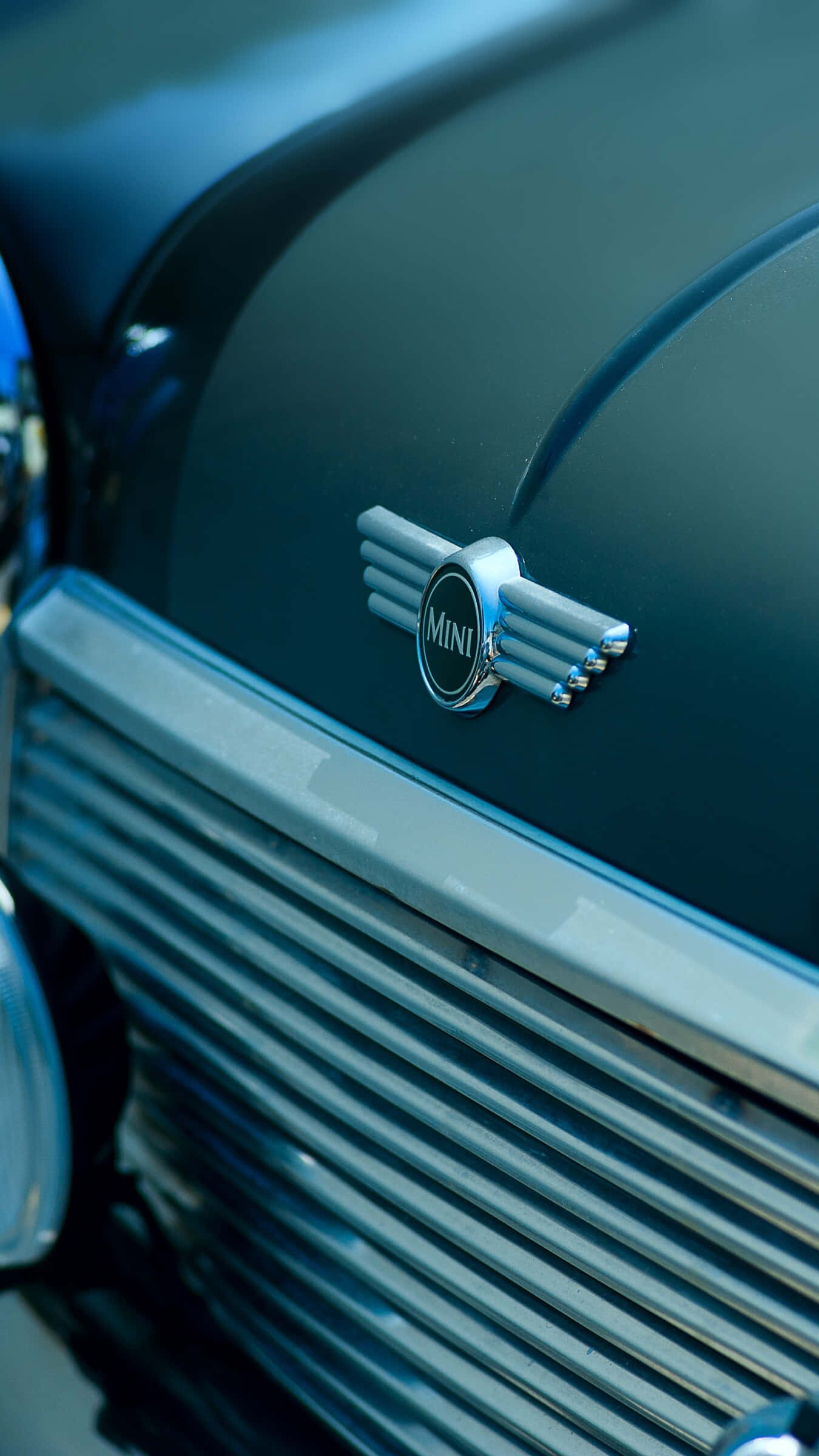 Mini Cooper, hood emblem, chrome wings, Full HD Phone Wallpaper