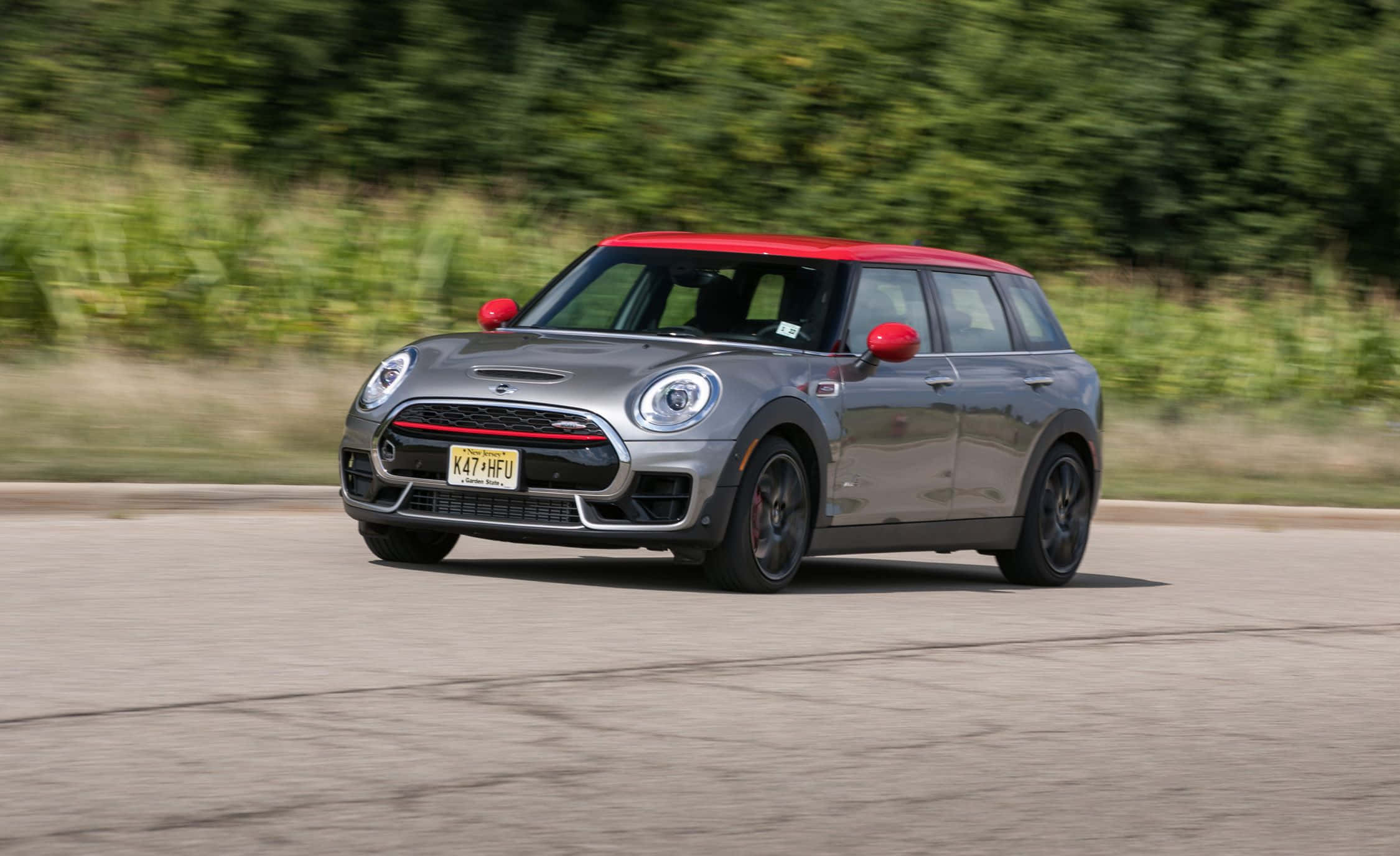 Mini Cooper S Clubman All4, silver, red roof, Full HD Desktop Wallpaper