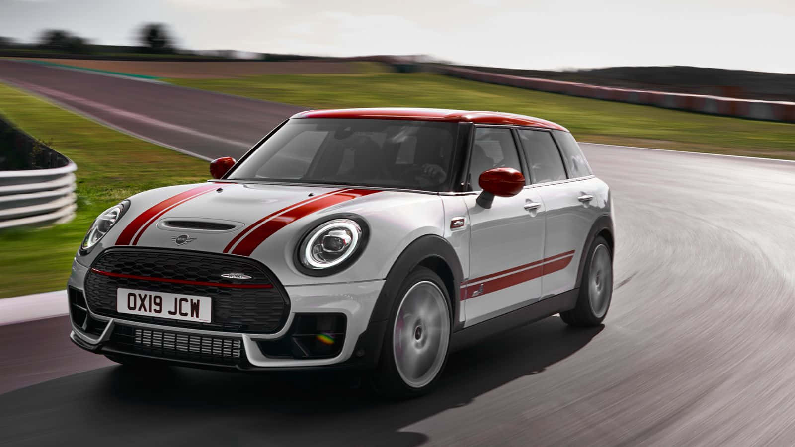 Mini Cooper S Clubman All4, silver, red stripes, HD Desktop Wallpaper