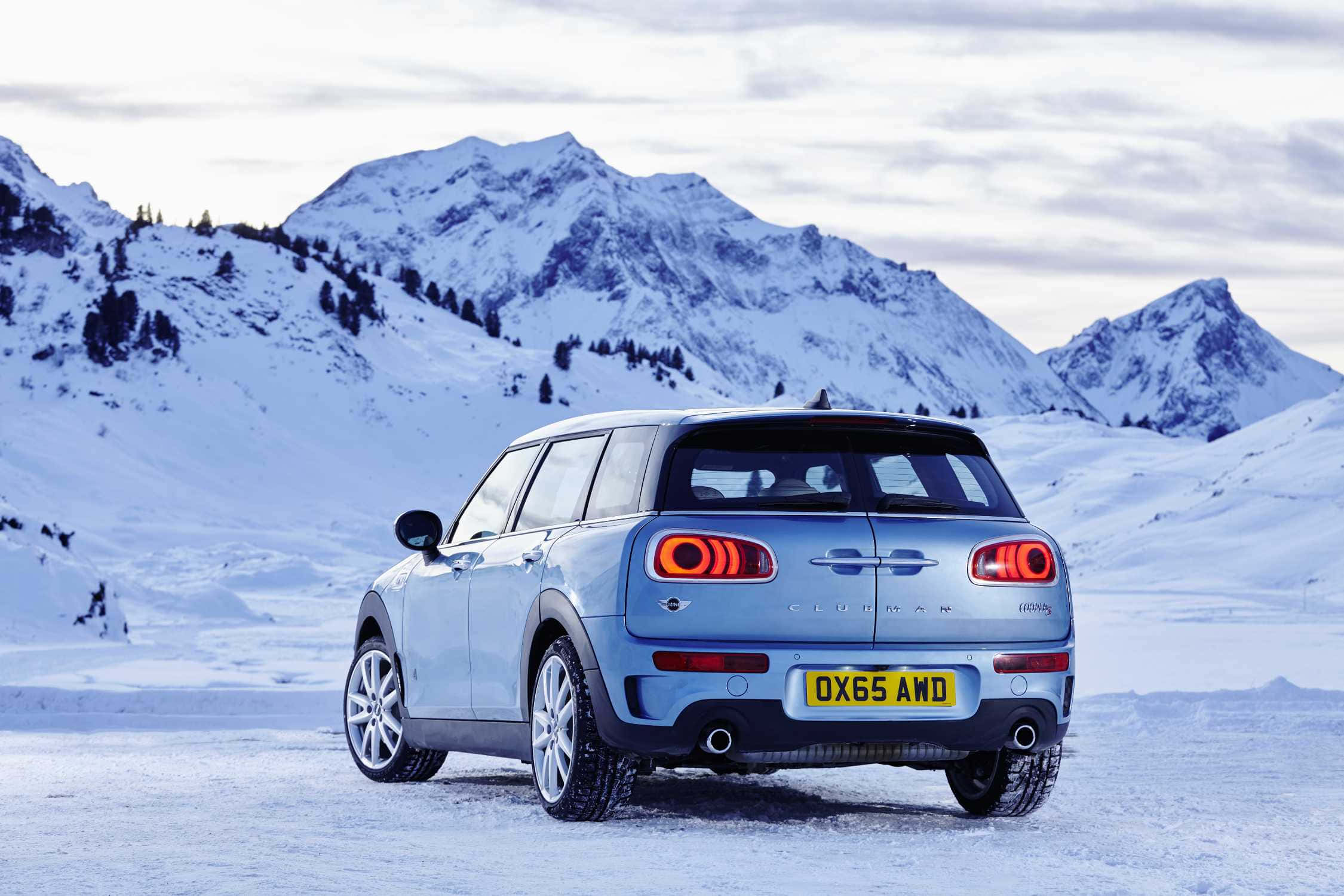 Mini Cooper S Clubman ALL4, light blue, snowy terrain, Full HD Desktop Wallpaper