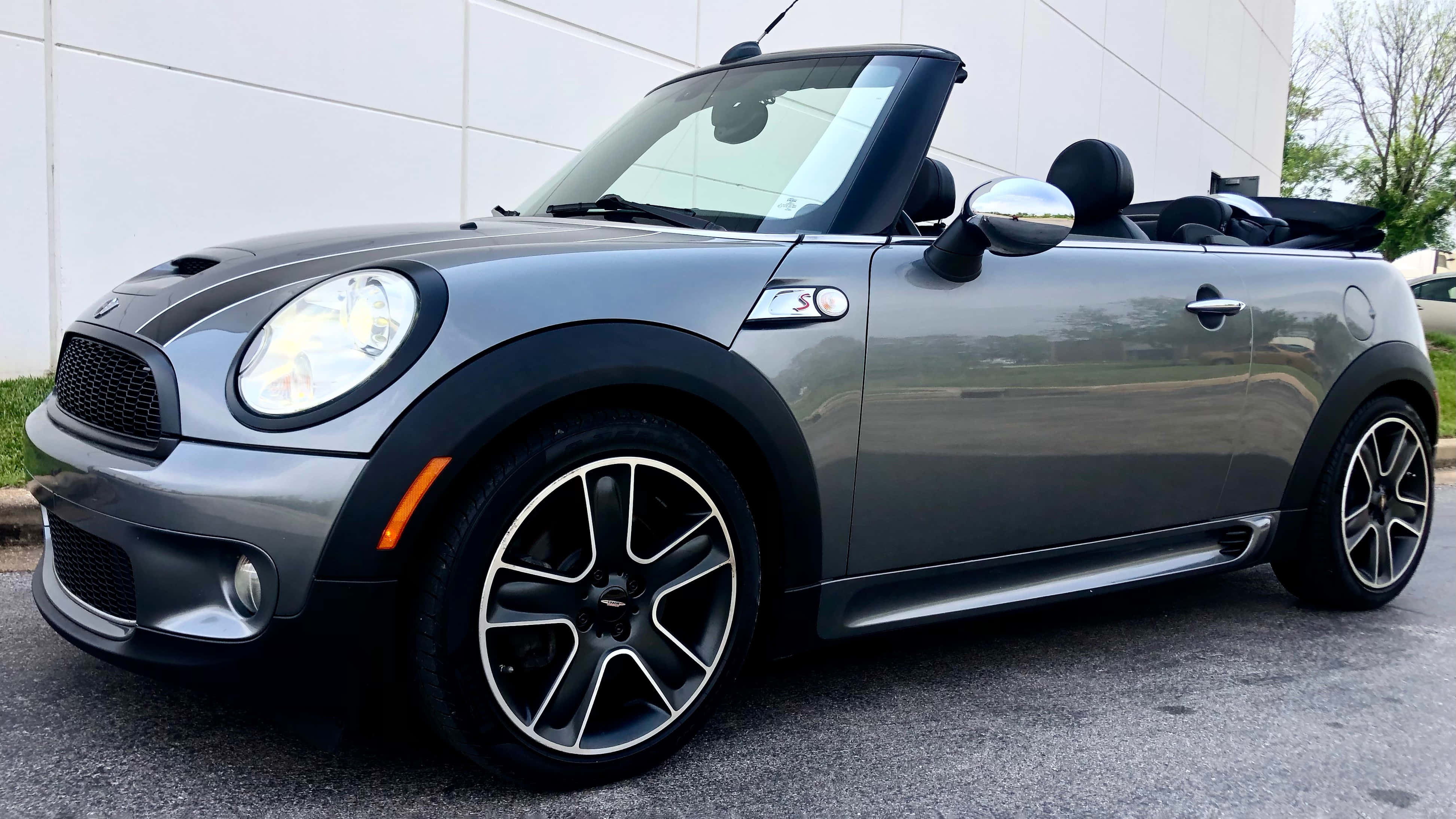 Mini Cooper S Convertible, silver, asphalt, 4K Desktop Wallpaper