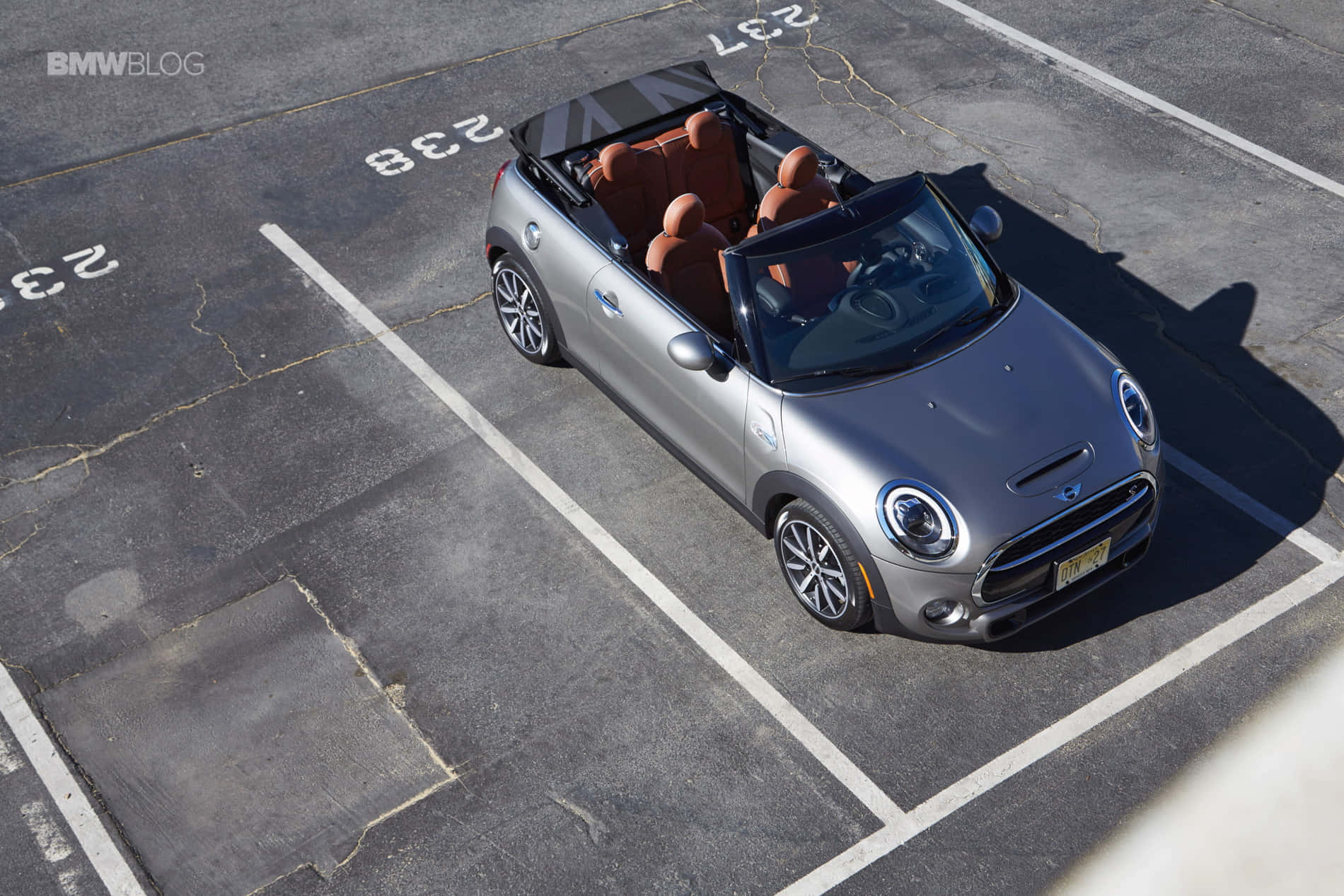 Mini Cooper S Convertible, silver, orange seats, HD Desktop Wallpaper