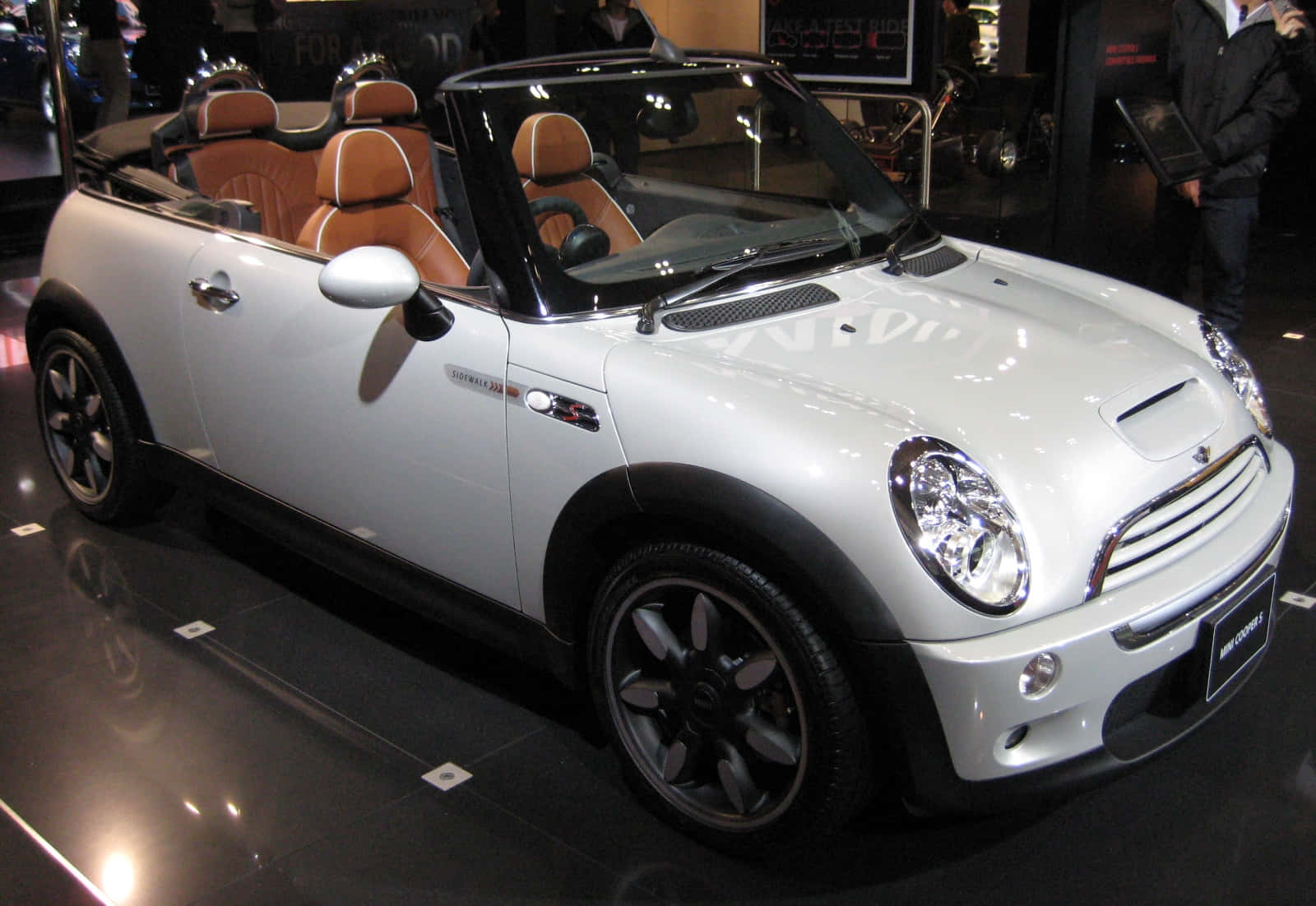 Mini Cooper S Convertible, white, tan leather seats, HD Desktop Wallpaper
