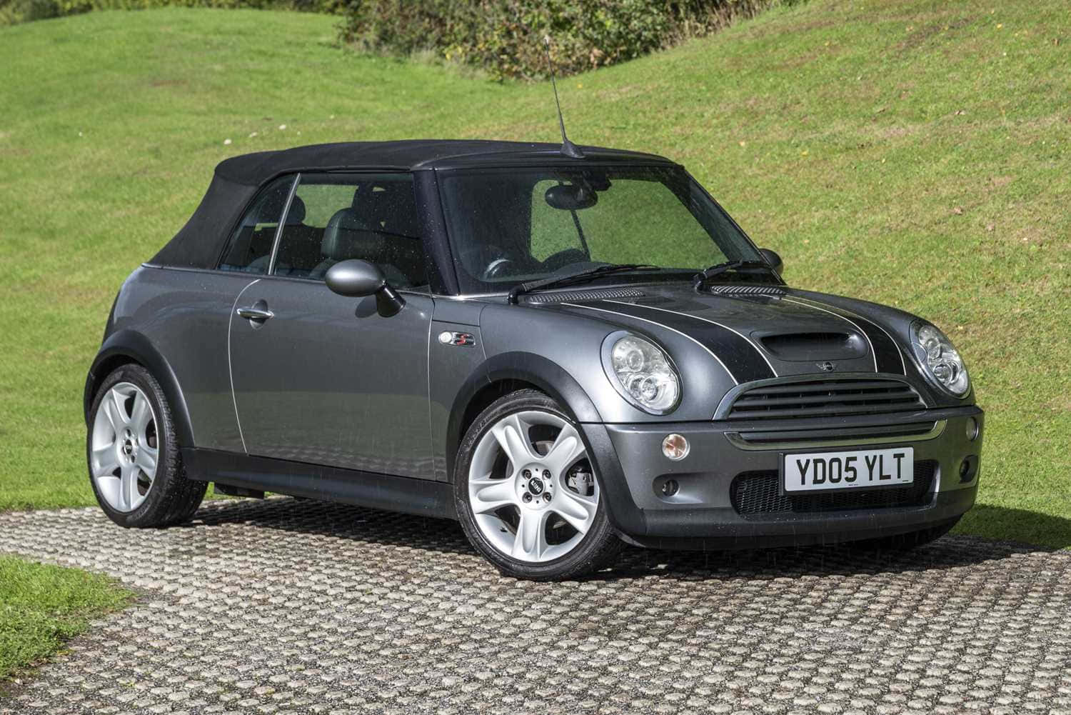 Mini Cooper S Convertible, gray, gravel path, HD Desktop Wallpaper