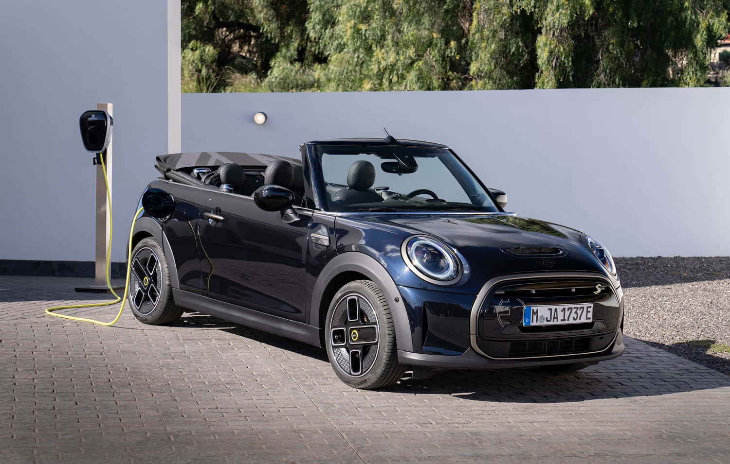 Mini Cooper S Convertible, black, sunny day, HD Desktop Wallpaper