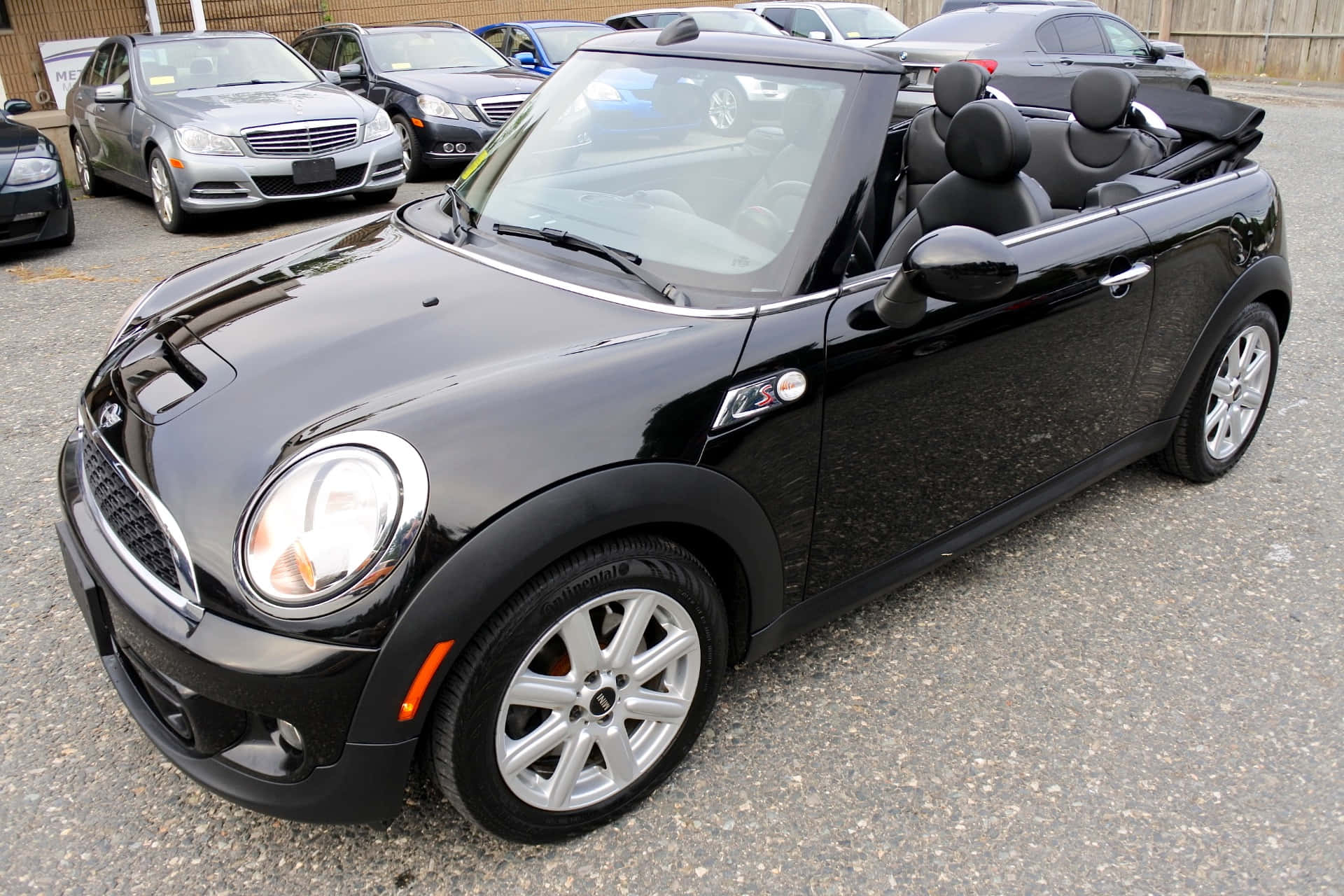 Mini Cooper S, convertible, glossy black, Full HD Desktop Wallpaper